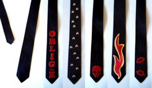 Cravates cuir noires Ref VCB002
