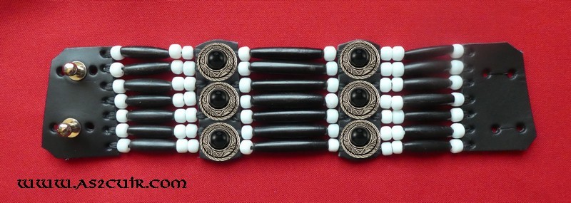 Bracelet 7 rangs Johnny H Perles Noires Ref AAB135