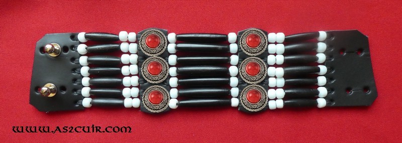 Bracelet 7 rangs Johnny H Perles Rouges Ref AAB135