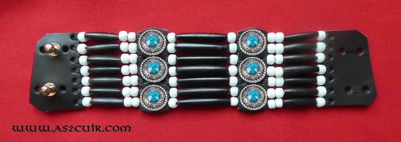 Bracelet 7 rangs Johnny H Perles Turquoises Ref AAB135