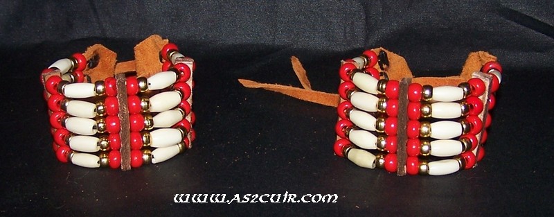 Bracelets Amérindiens 4 os sur rangée Ref AAB099