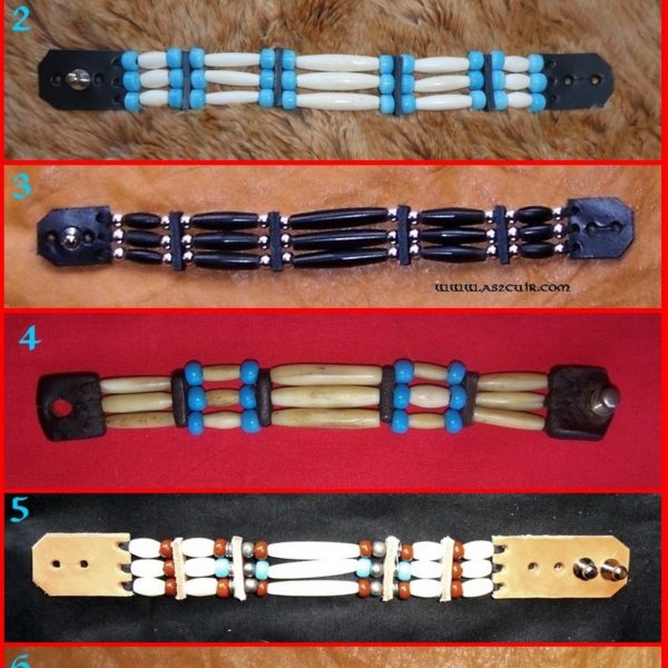 Bracelets Amérindiens 4 et 5 os sur rangées