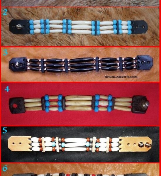 Bracelets Amérindiens 4 et 5 os sur rangées