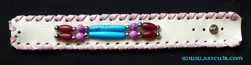 Bracelets cuir + os et perles Ref AAB172