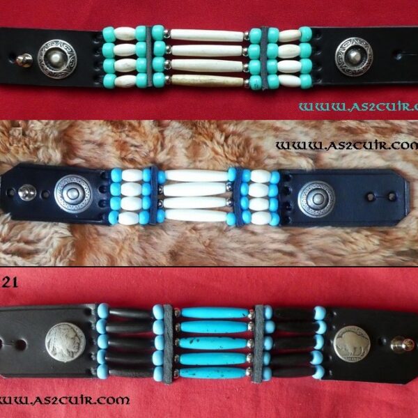 Bracelets mi cuir mi os (3 rangées)