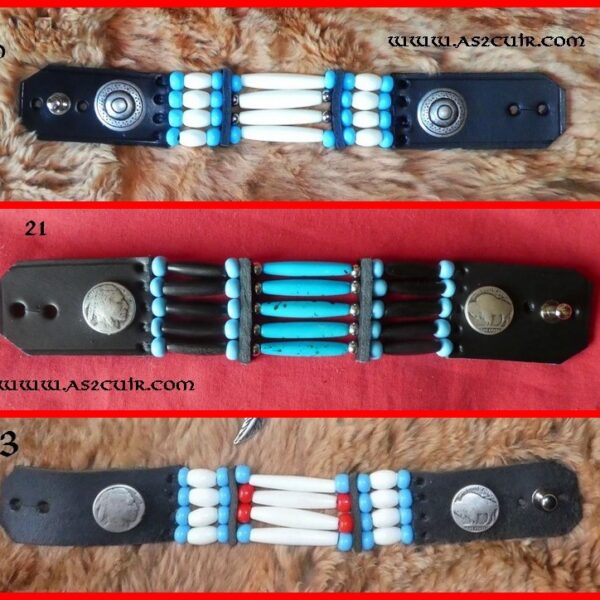 Bracelets mi os mi cuir avec plus d'os