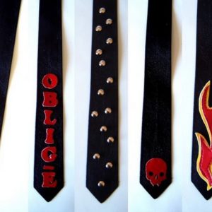 Cravates cuir noires Ref VCB002