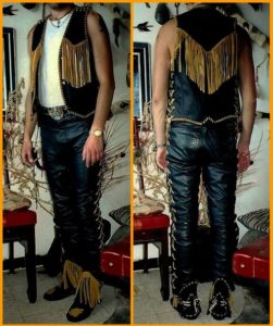 Chaps En Cuir Fait Main Style Amérindien Western - Pour Rodéo Chaps En Cuir Fait Main Style Amérindien Western - Pour Rodéo