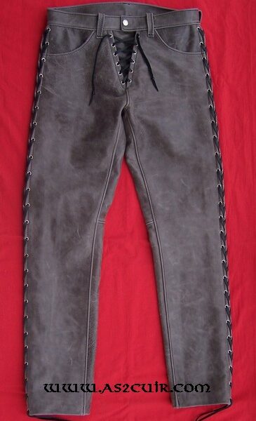 Pantalon cuir vieilli gris Ref VPC066