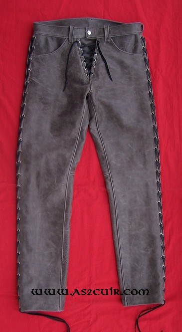 Pantalon cuir vieilli gris Ref VPC066