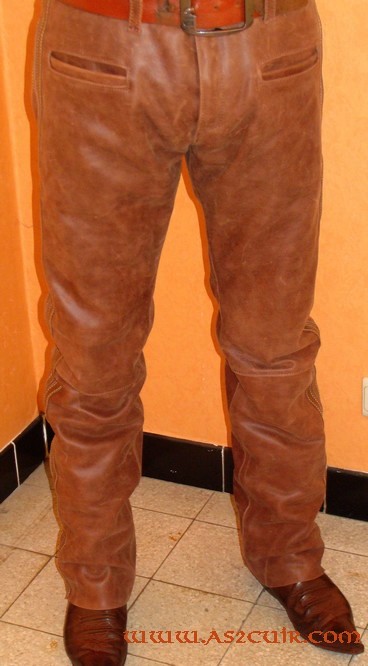 Pantalon cuir vieilli à bande Ref VPC046